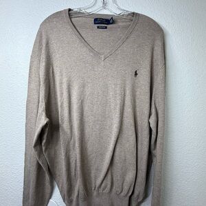 Ralph Lauren Men's Beige V-Neck Sweater